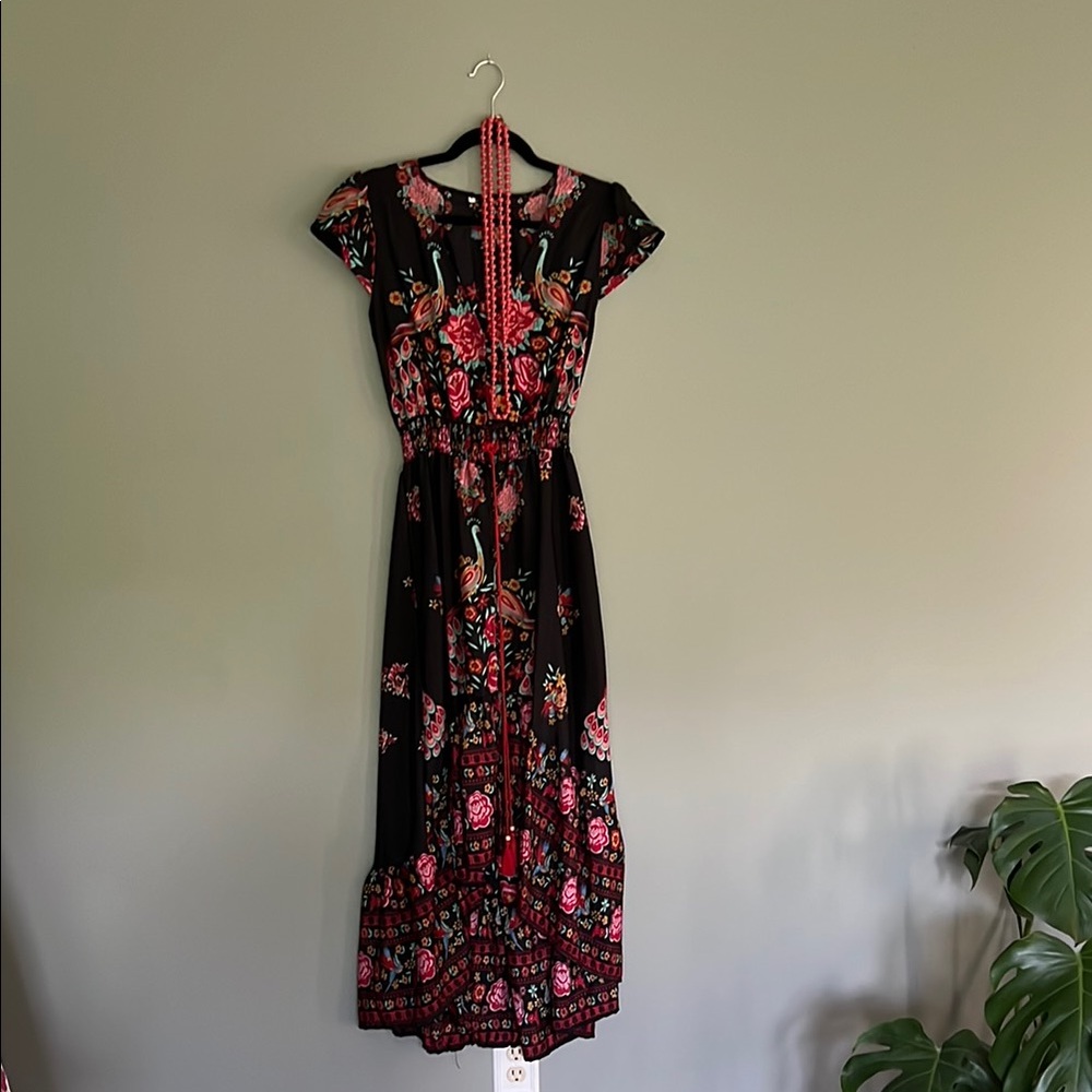 Floral Black and Pink Dress
